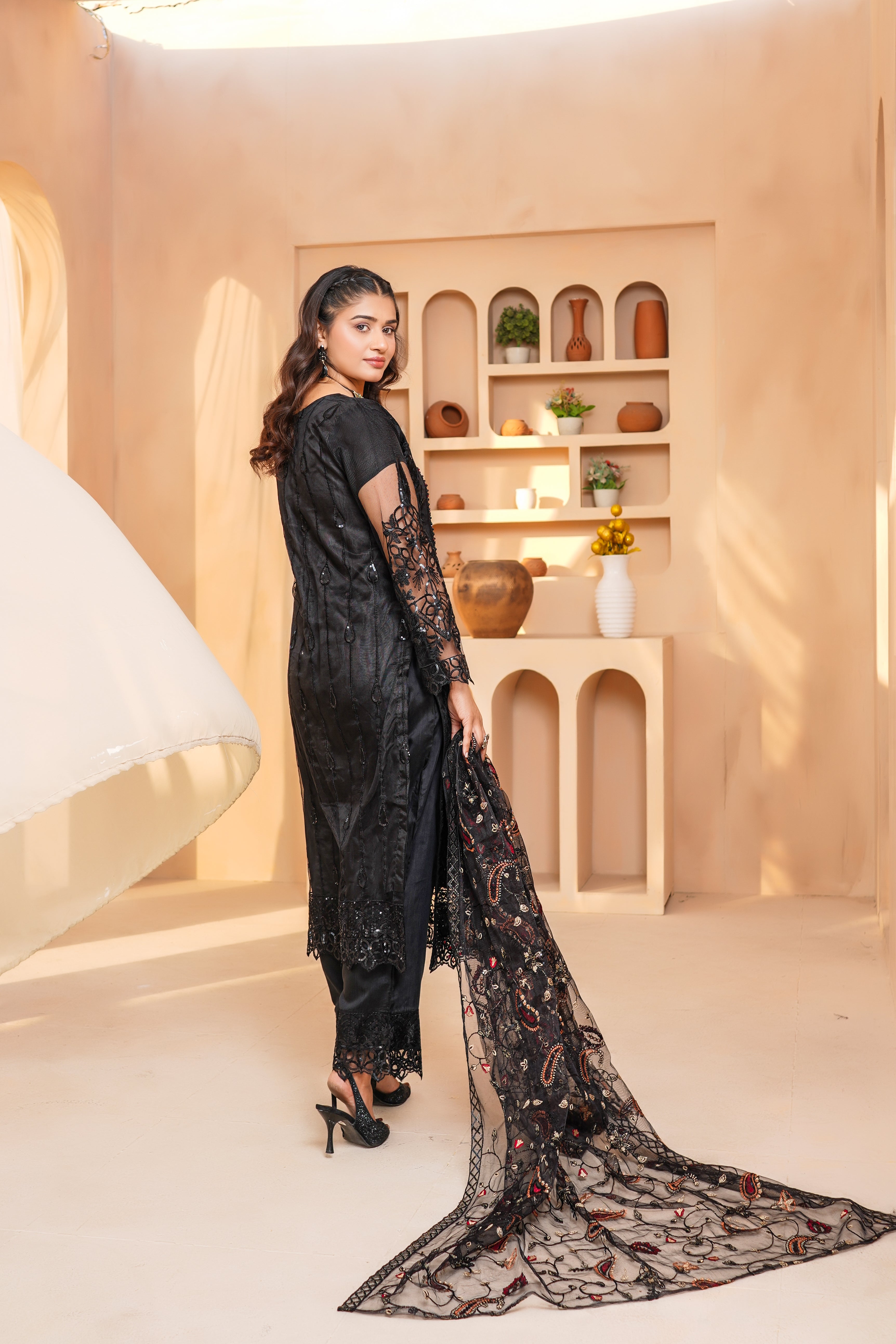 3Piece_Embroidered Net Suit | 1320-SN-NES