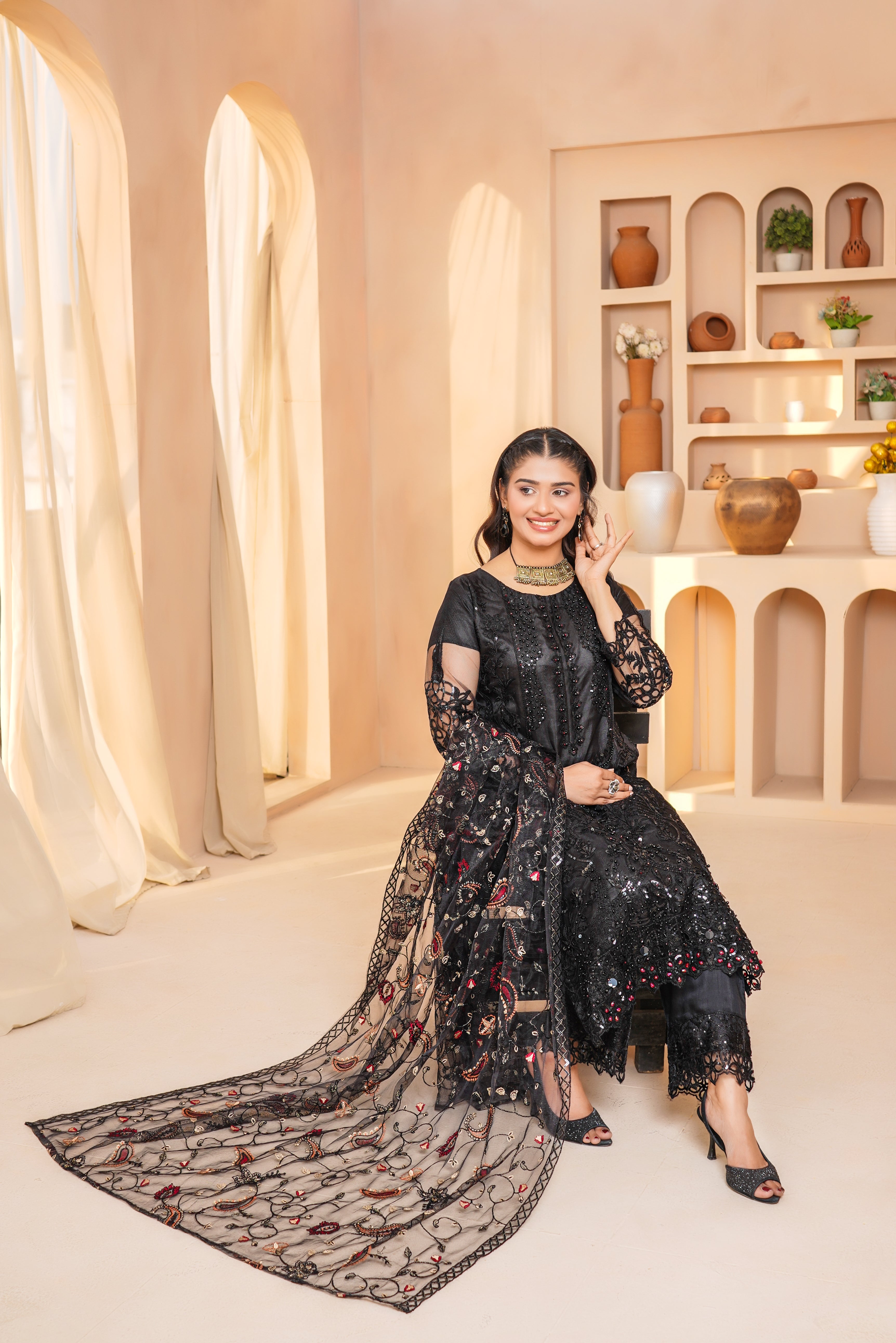 3Piece_Embroidered Net Suit | 1320-SN-NES
