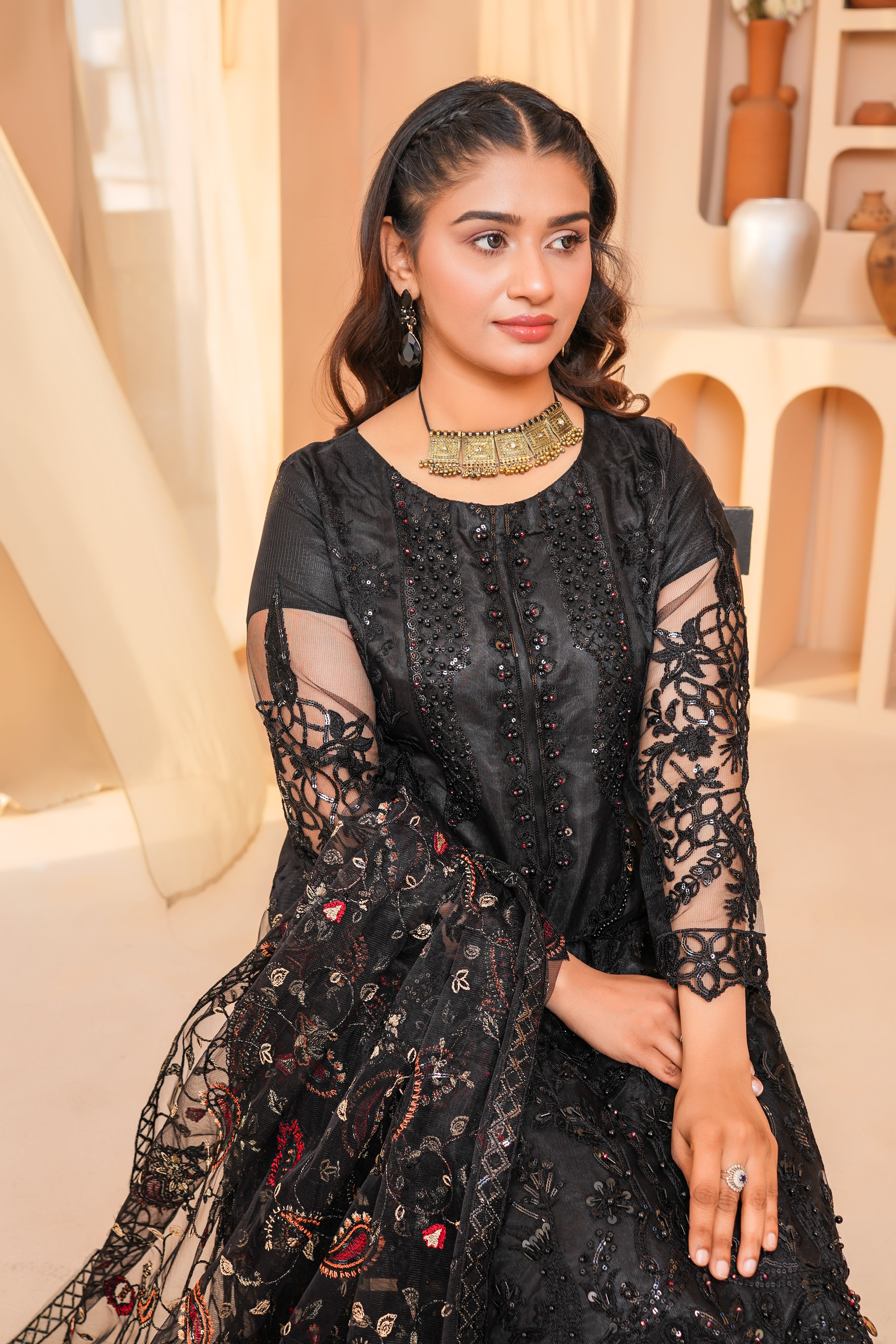 3Piece_Embroidered Net Suit | 1320-SN-NES