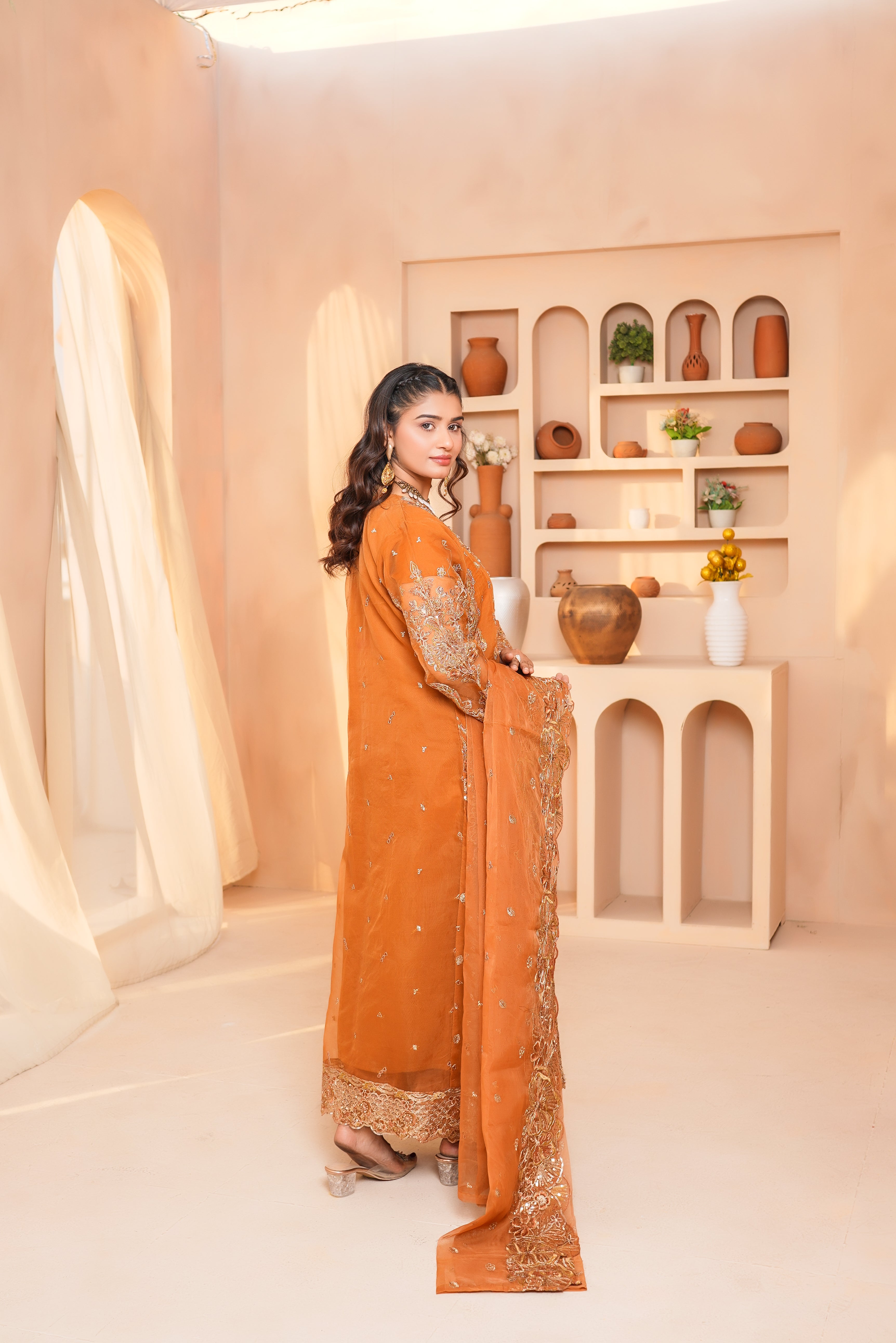 3Piece_Embroidered Organza Frock | 1383-SN-ORZ