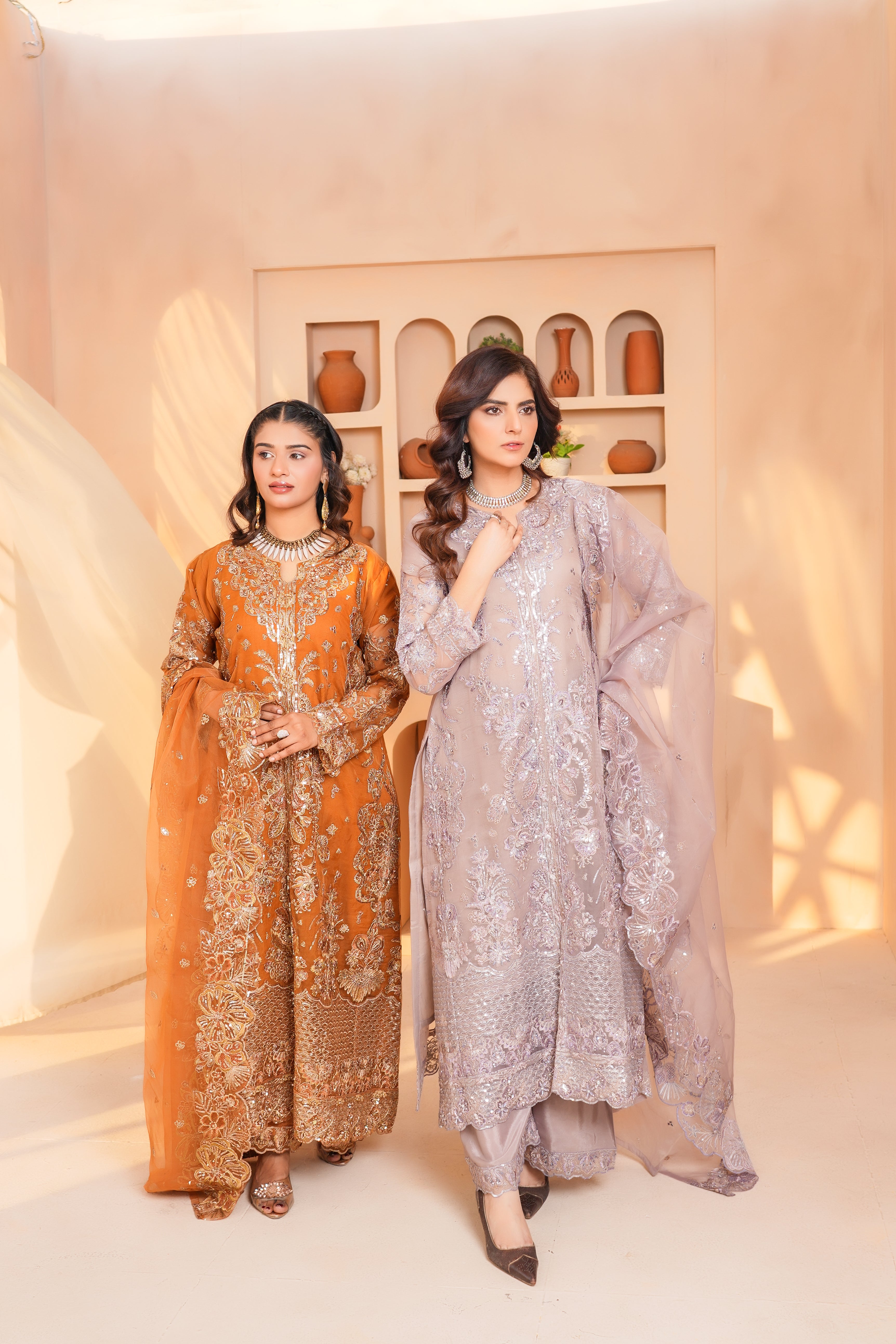 3Piece_Embroidered Organza Frock | 1383-SN-ORZ