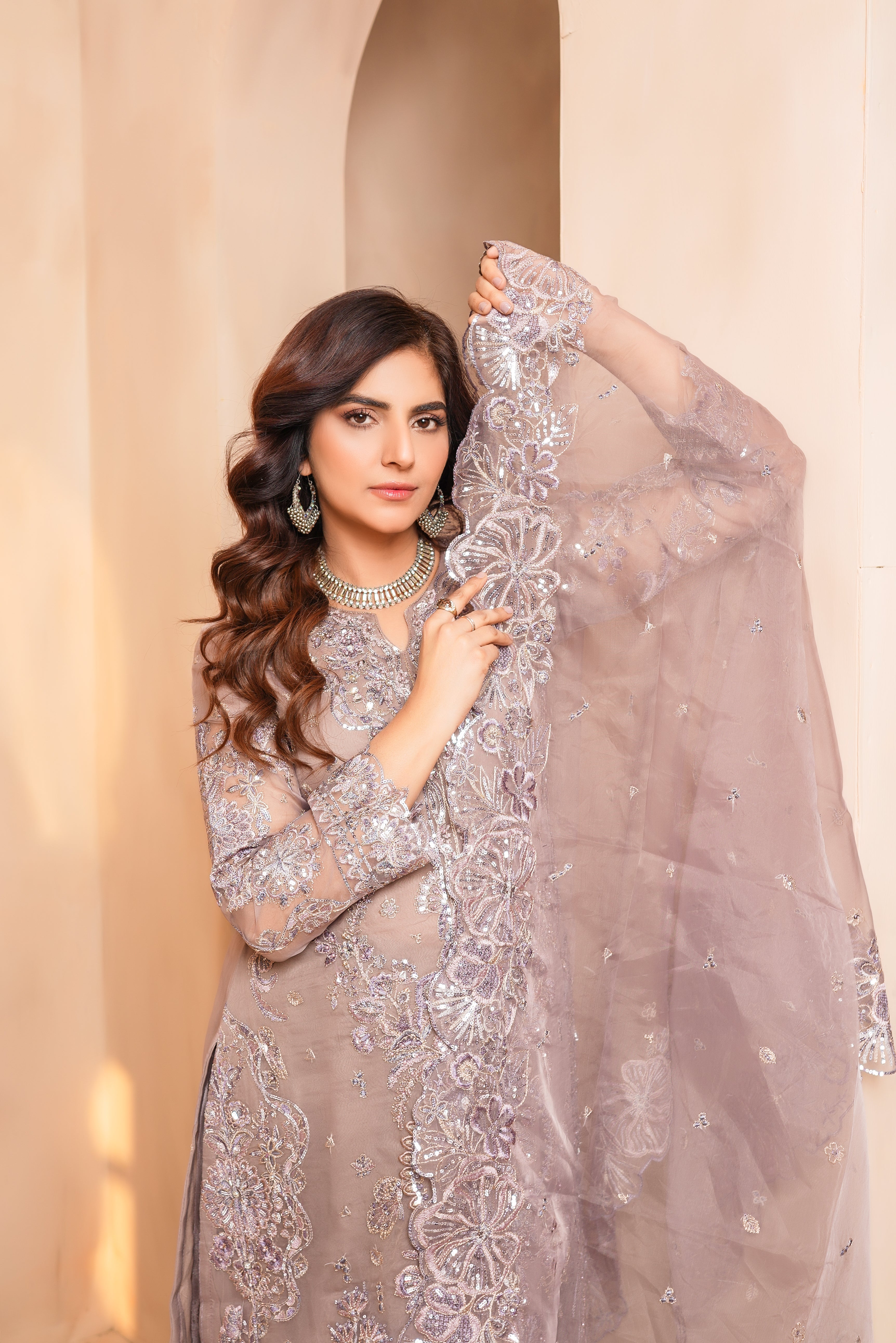 3Piece_Embroidered Organza Frock | 1383-SN-ORZ