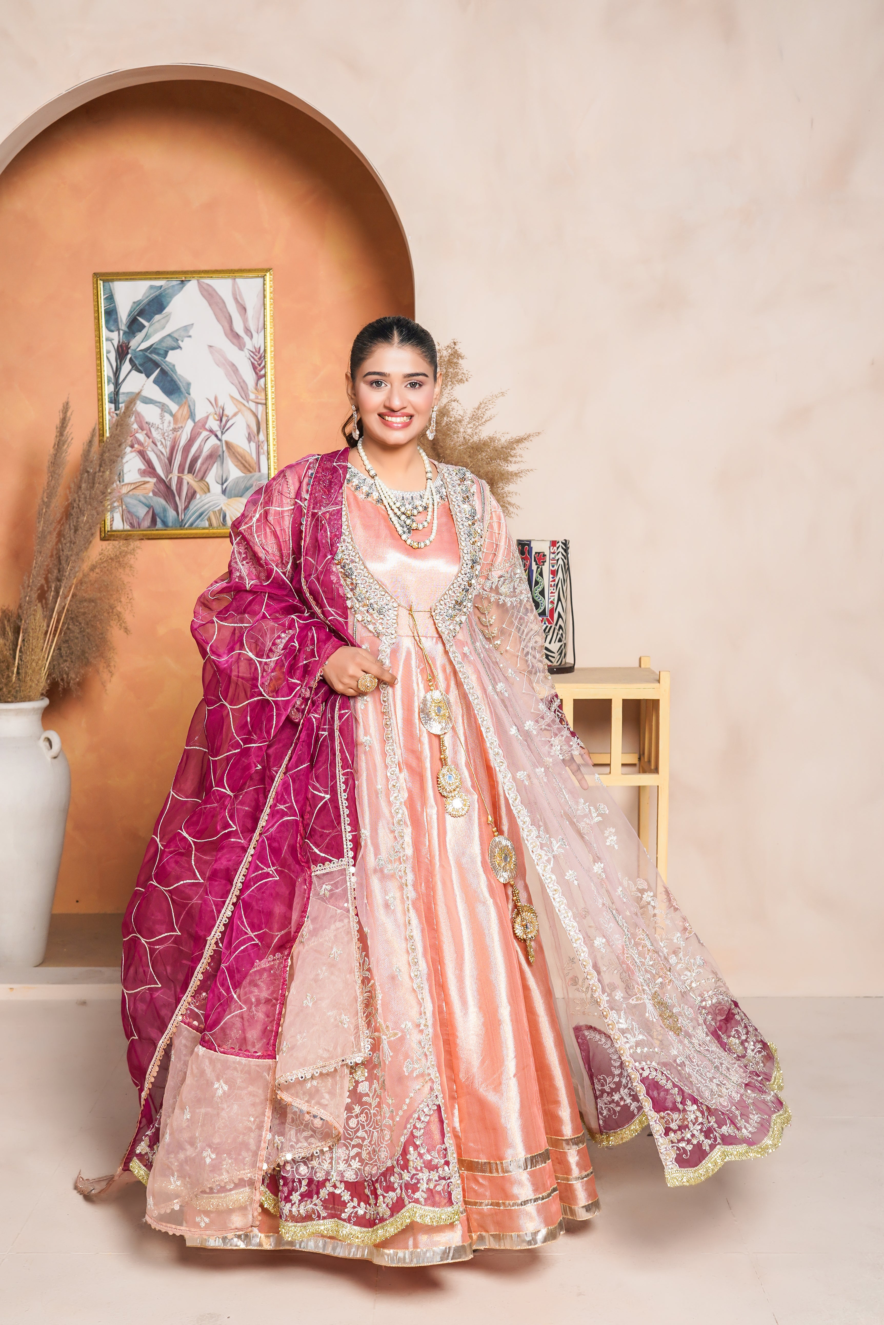 3Piece_ Ready To Wear Net Gown/Maxi | 1321-SN