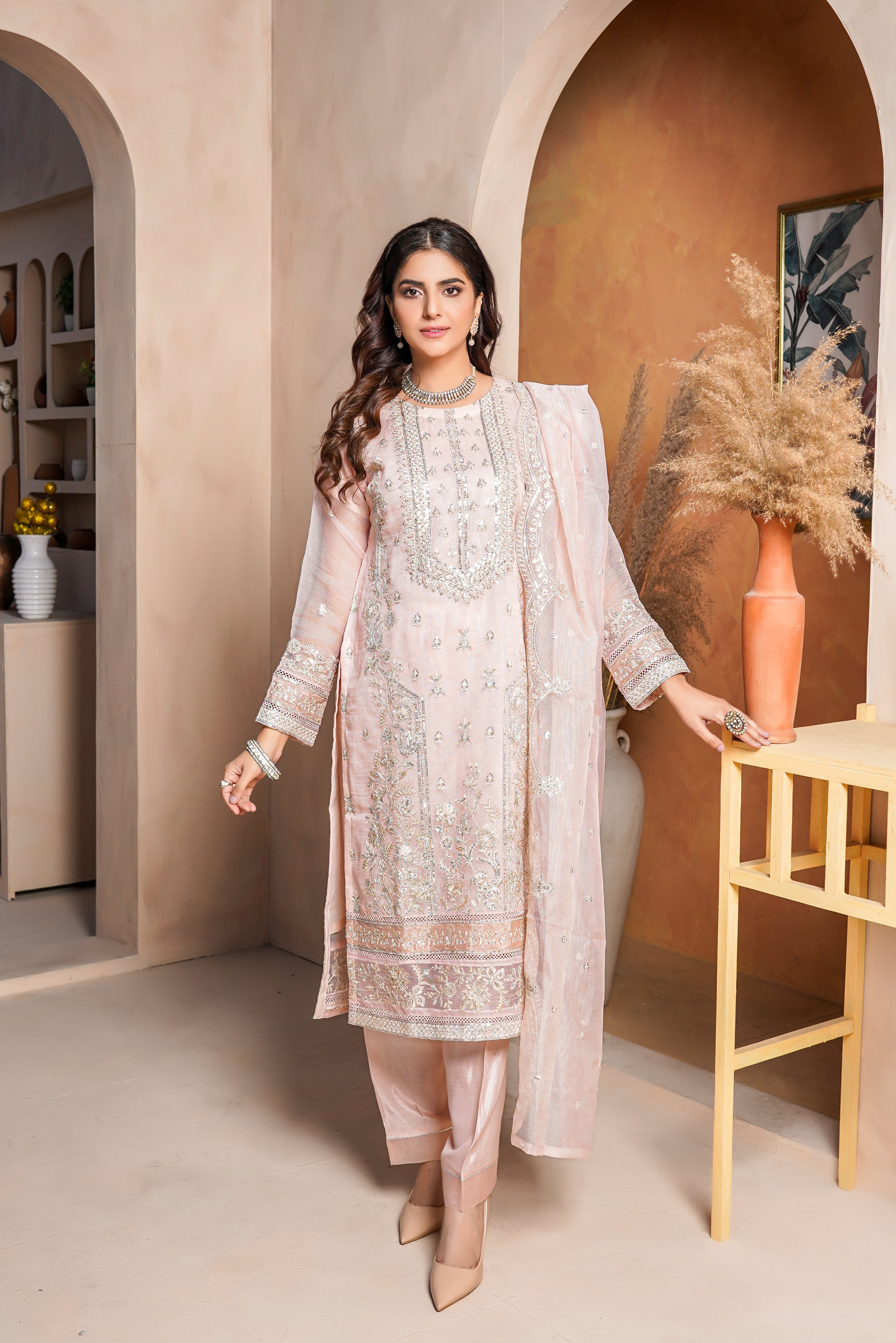 3Piece_Embroidered Khaadi Net Suit | 1370-SN-KHN