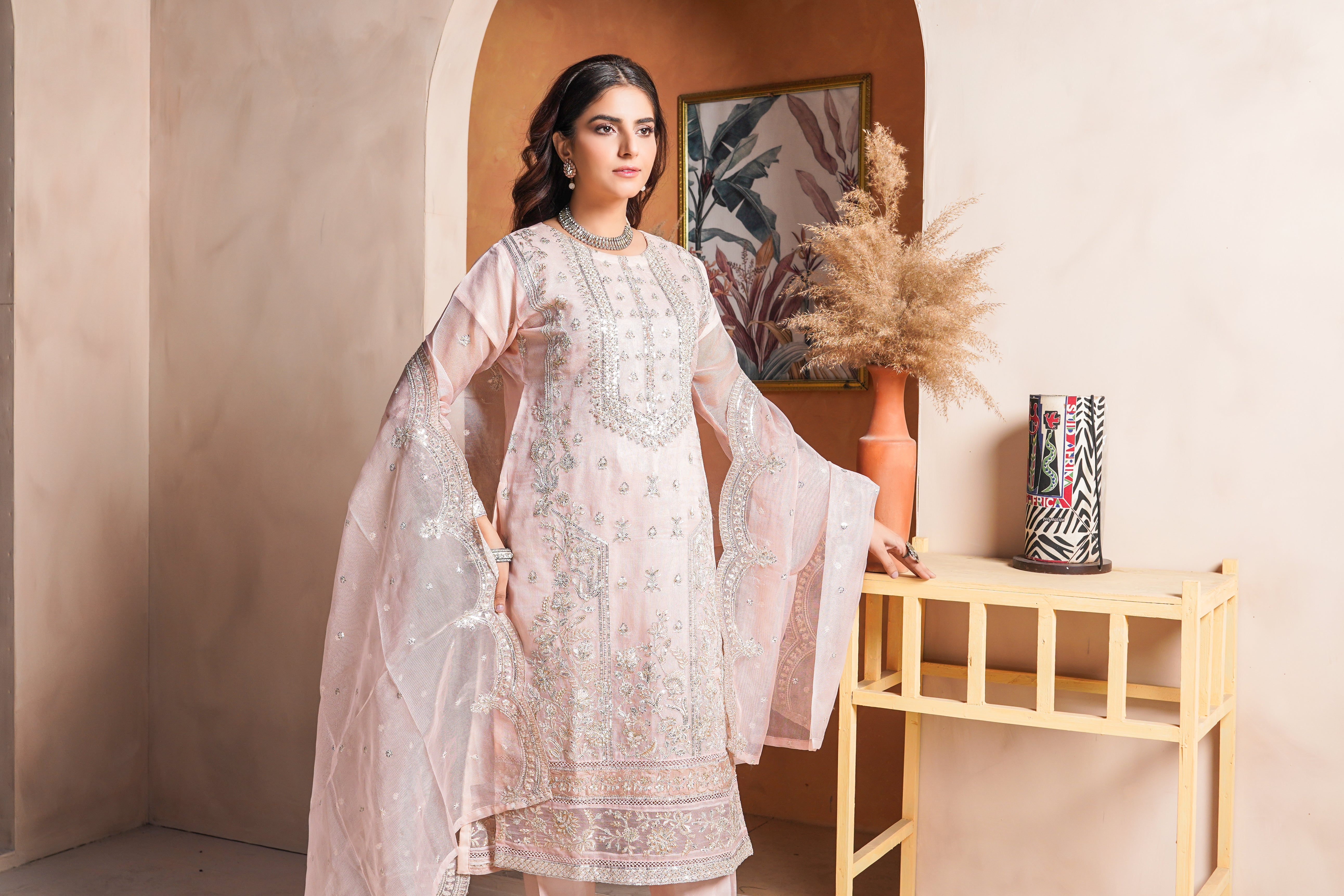 3Piece_Embroidered Khaadi Net Suit | 1370-SN-KHN