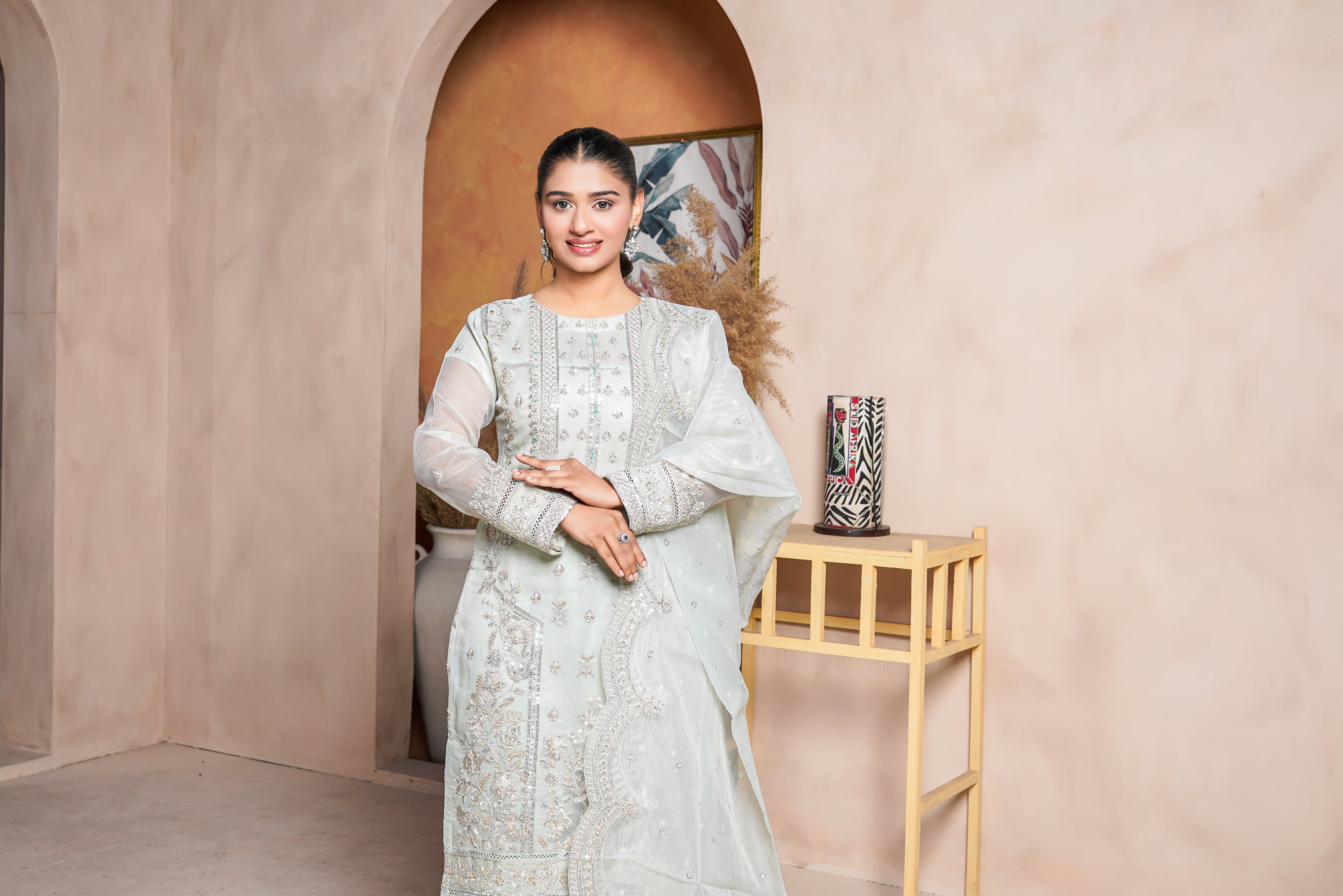 3Piece_Embroidered Khaadi Net Suit | 1370-SN-KHN