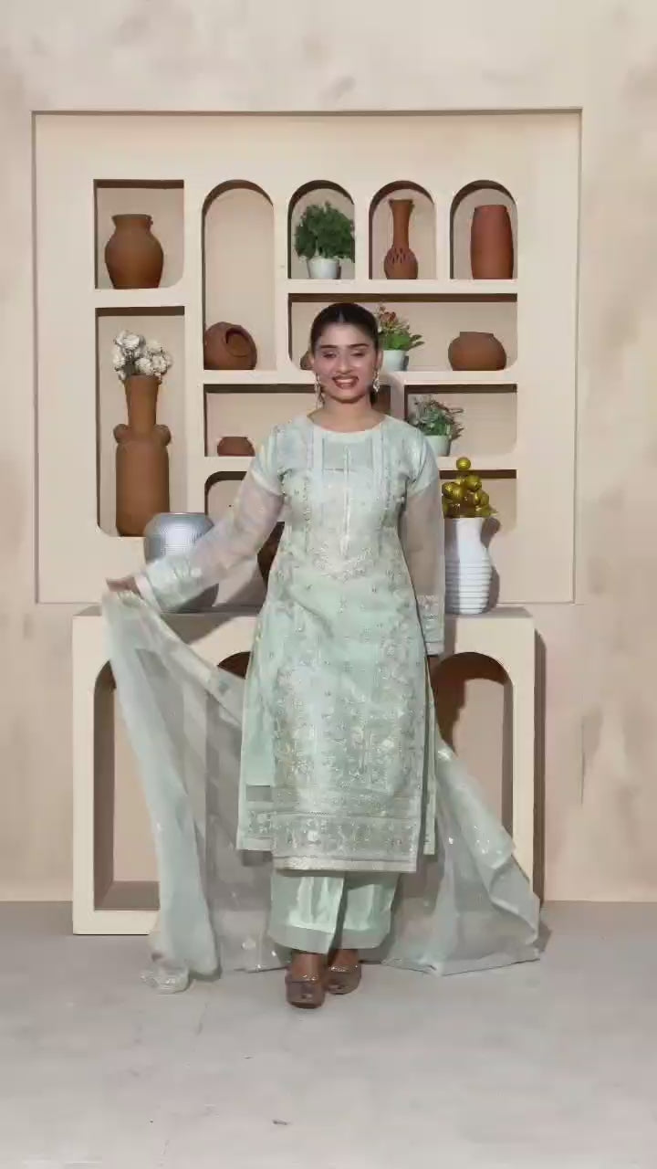 3Piece_Embroidered Khaadi Net Suit | 1370-SN-KHN