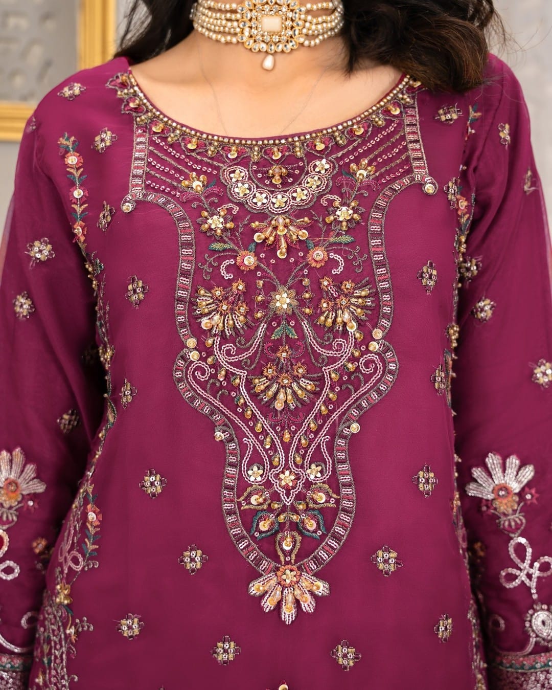 3Piece_Embroidered Organza Suit | 1351-SN-ORZ