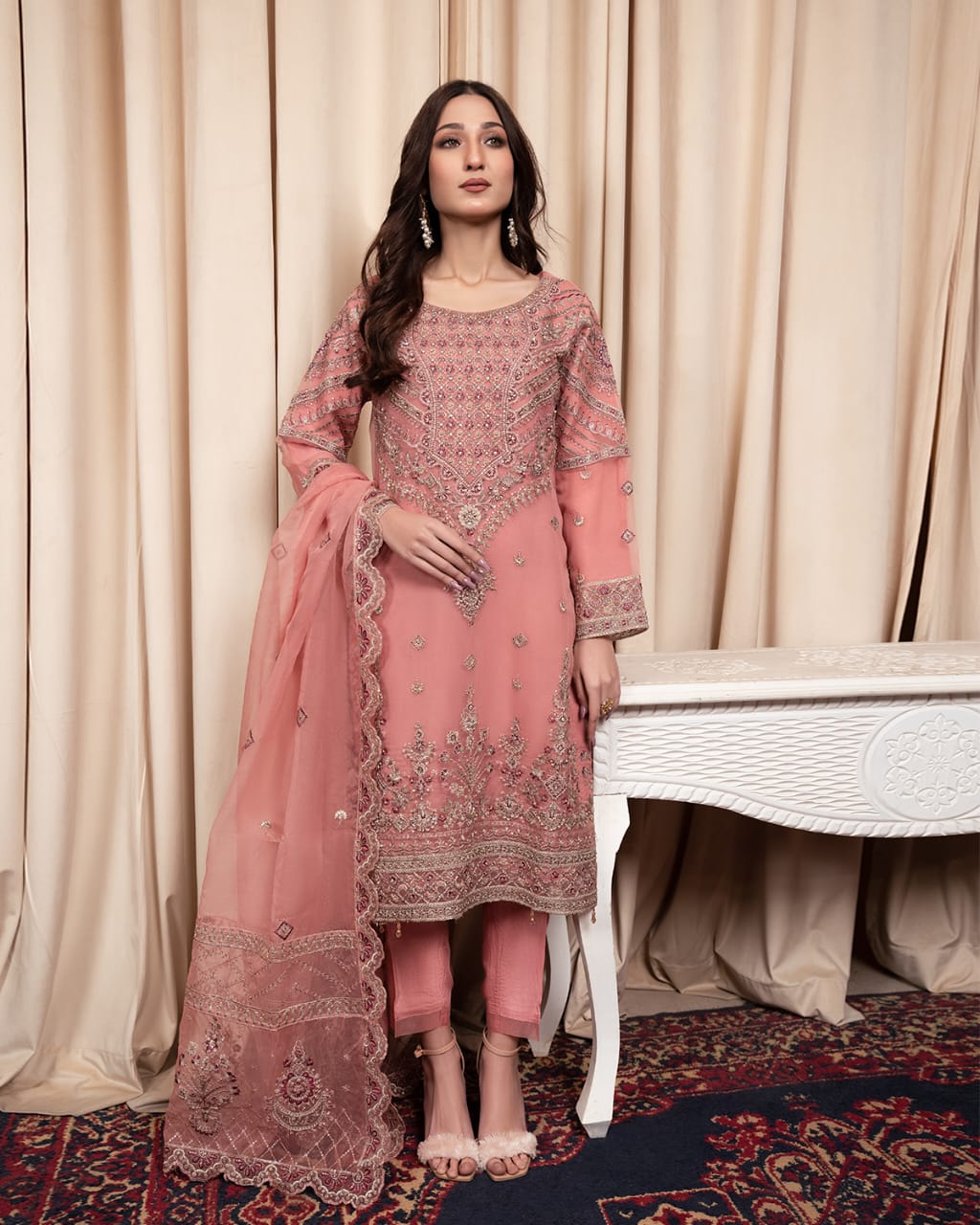 3Piece_Embroidered Organza Suit | 1330-SN-ORZ