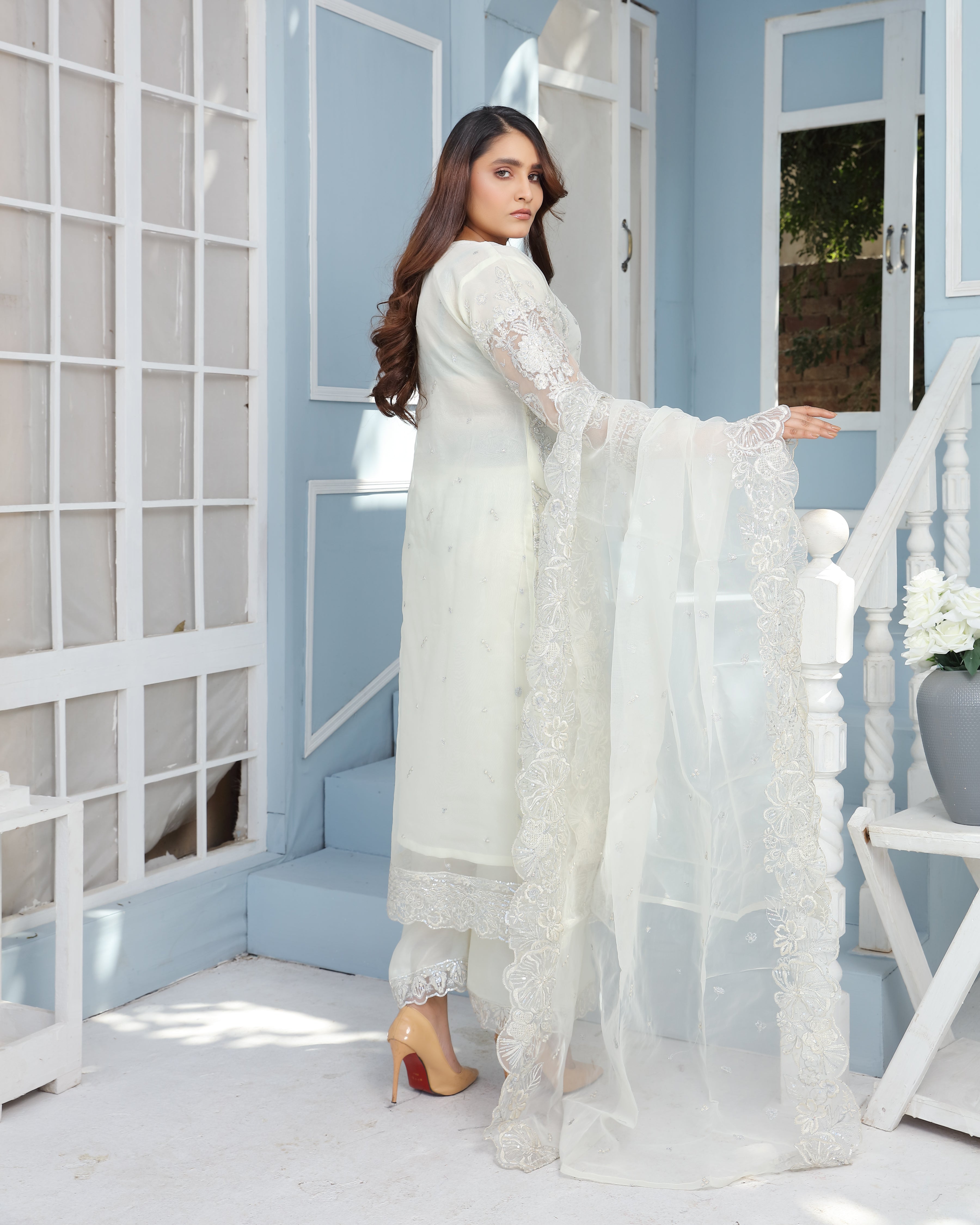 3Piece_Embroidered Organza Frock | 1383-SN-ORZ