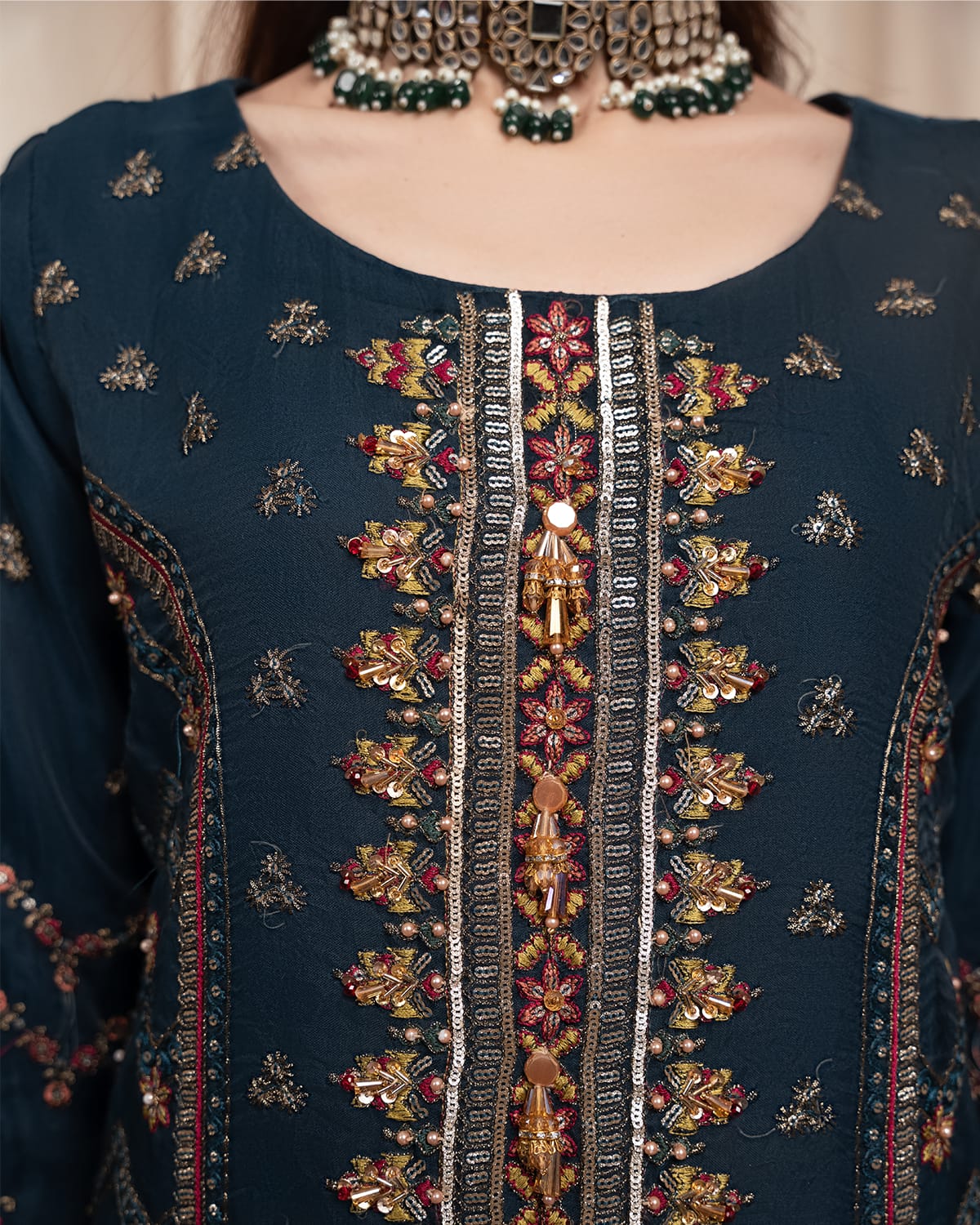 3Piece_Embroidered Organza Suit | 1338-SN-ORZ