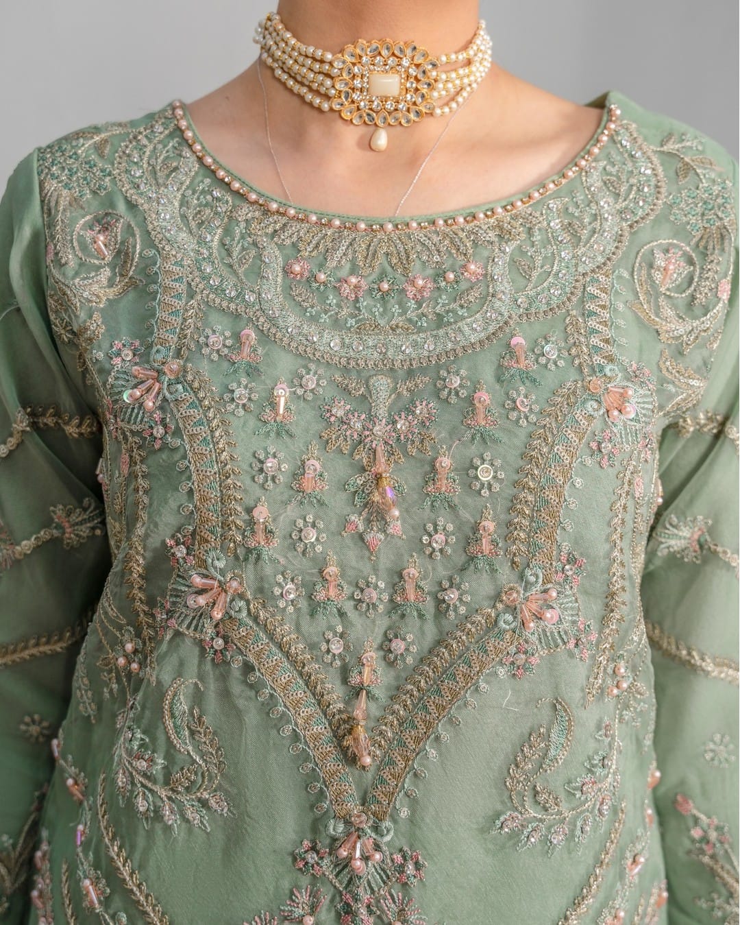 3Piece_Embroidered Organza Suit | 1310-SN-ORZ